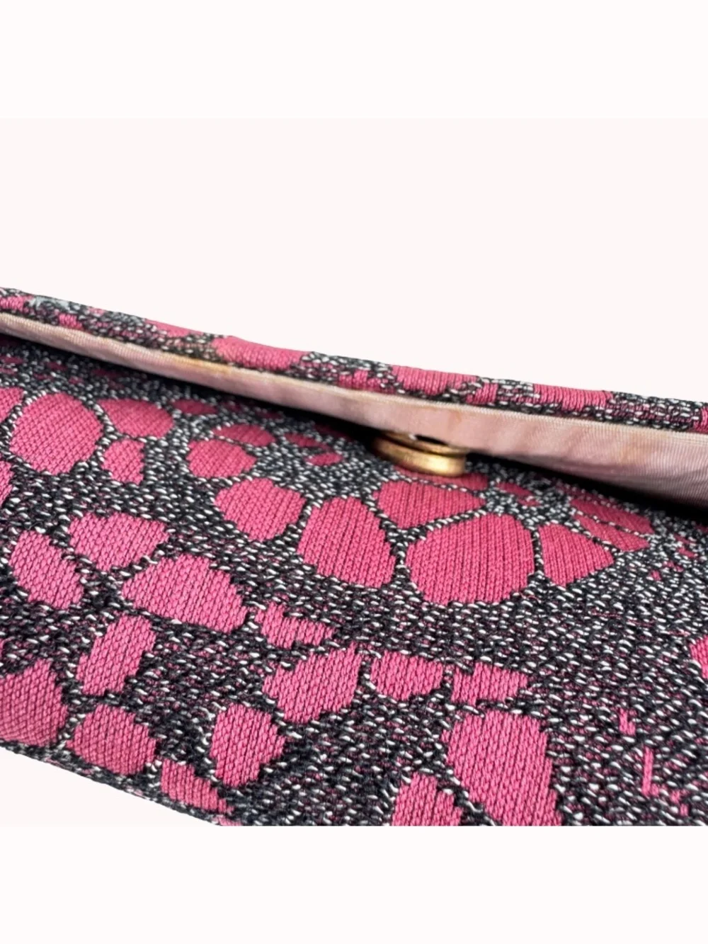 Vintage Pink Black Fabric Clutch Evening Bag Wedding Purse Formal Party Makeup